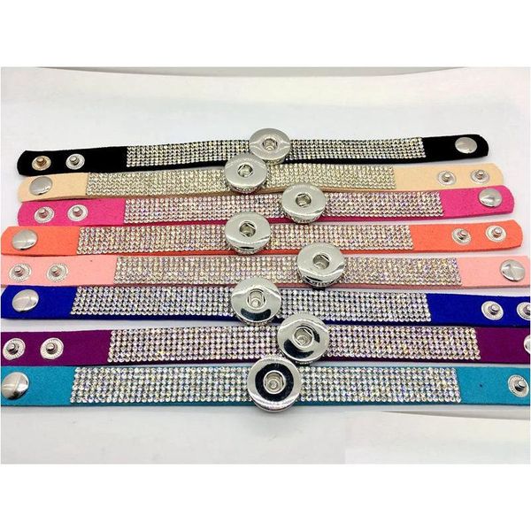 Bracelets de charme pulverizar pulseira de gengibre 8pcs/lote mix estilo mulheres moda jóias de shinestone ajuste de 18 mm botão de botão entregar dhbky