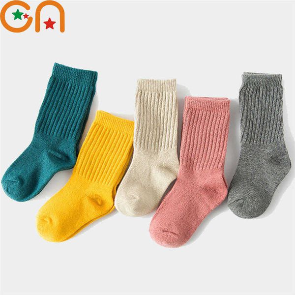 Socken 3 Paar Baumwolle Jungen und Mädchen Baby Studenten modisch solide süß warm weich 1-10 Jahre alte Kindersocken Neujahrsgeschenk G220524