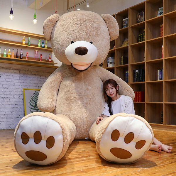 Dolls de pelúcia 100-260cm 6 cores America Giant Bear Plush Toys Soft Teddy Skin Birthday Birthday Valentine's Gifts Girls Kid's Gift 230525