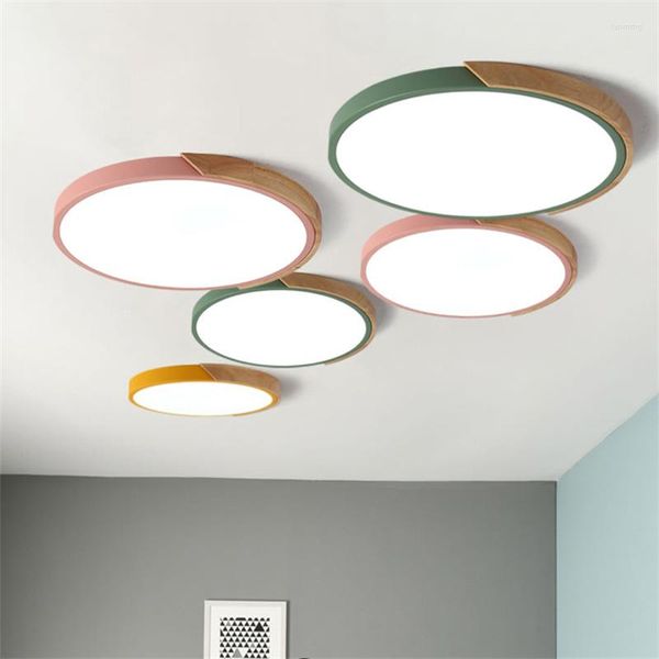 Lampada da parete 18w 24w 36w 48w 72w camera da letto nordica verde macaron soffitto a led in legno