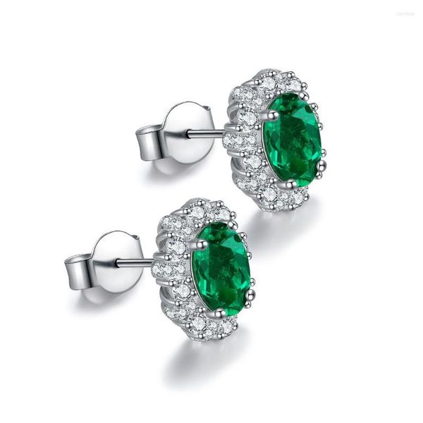 Stud Küpe Toptan Fiyat Klasik Basit Kadın Mücevher Oval Şekil Laboratuvarı Emerald Küpe Pentientes Plata 925 Boule Oreille Femme