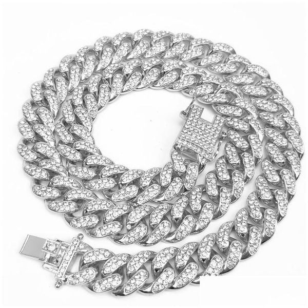 Цепи Bling Diamond Collese Mens Cuban Link Chain Ожерелья Hip Hop Hop Host Caffice Iced Out Ювелирные изделия для женщин мужчины 4 размер падения Depive dh0z4