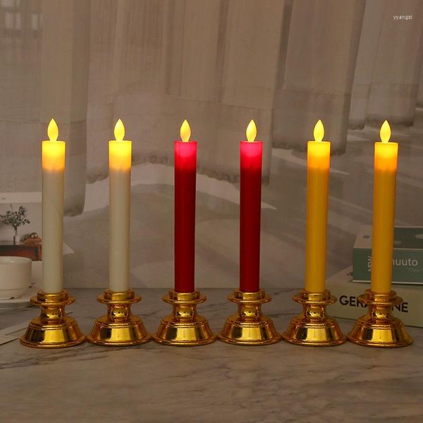 Kerzenhalter, simulierte elektronische LED-Schwinglampe mit langem Stab aus Kunststoff; Kirche opfert Buddha; Gott des Reichtums-Atmosphären-Arrangement