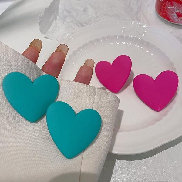 Brincos de garanhão Ashion Big Heart Acrílico para mulheres meninas doces fúcsia azul colorido corea corea jóias acessórios