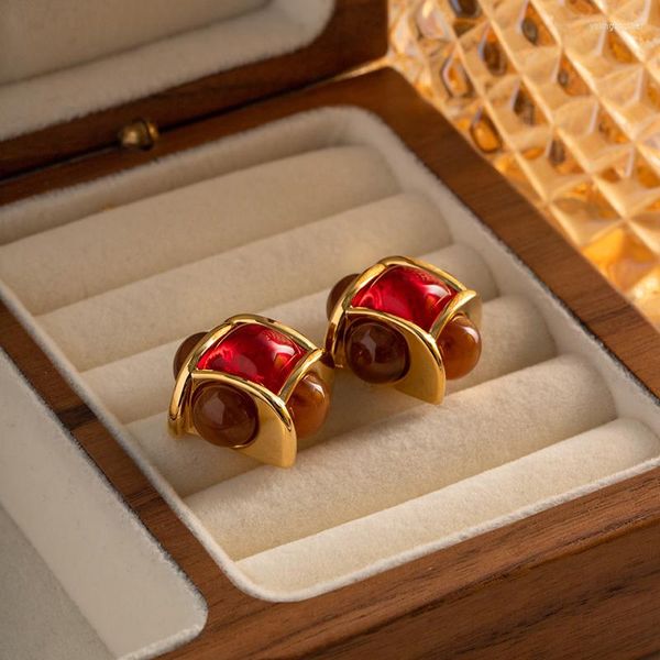 Orecchini a bottone in pietra naturale per le donne fatti a mano bohemien 18KGF gioielli da sposa in acciaio inossidabile regalo Binoux