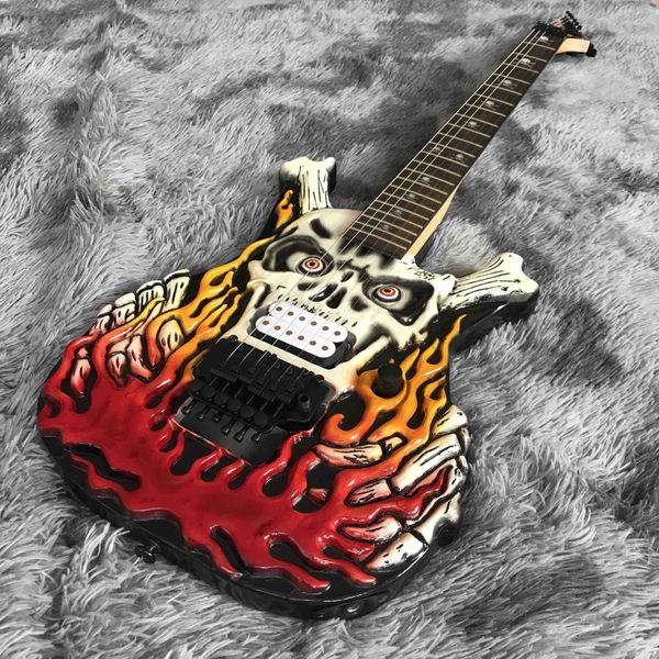 Il manico in acero per chitarra elettrica SkulSkeleton personalizzato a forma di corpo speciale irregolare può essere personalizzato