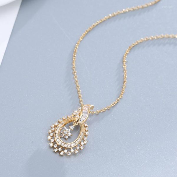 Collane con pendente Goccia d'acqua europea di alta qualità Pentagono COLLANA ZIRCON Gioielli da sposa romantici per la festa nuziale femminile