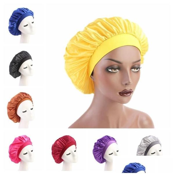 Beanie/Schädelkappen Mode Luxus Breitband Frauen Chemo Cap Schönheitssalon Nacht Schlaf Kopf Er Satin Bonnet Hut Drop Lieferung Accessori DHD7K