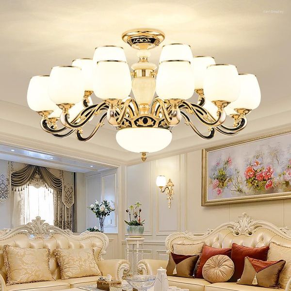 Lustres de estilo europeu de luxo de luxo lâmpada sala de estar moderna villa simples villa ramo de quarto de jantar