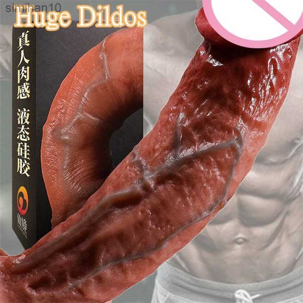 Dildo / Dongs Pene realistico Dildo enormi per donne Giocattoli lesbici Big Fake Dick Silicone Masturbazione femminile Strumenti sessuali Prodotto erotico per adulti L230518