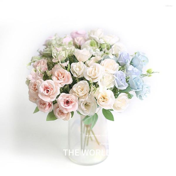 Fiori decorativi 30 cm Matrimonio di alta qualità Home Decorazioni fai da te Artificiale Rose Craft Fiore finto bianco Seta rosa Grande bouquet Accessori in schiuma