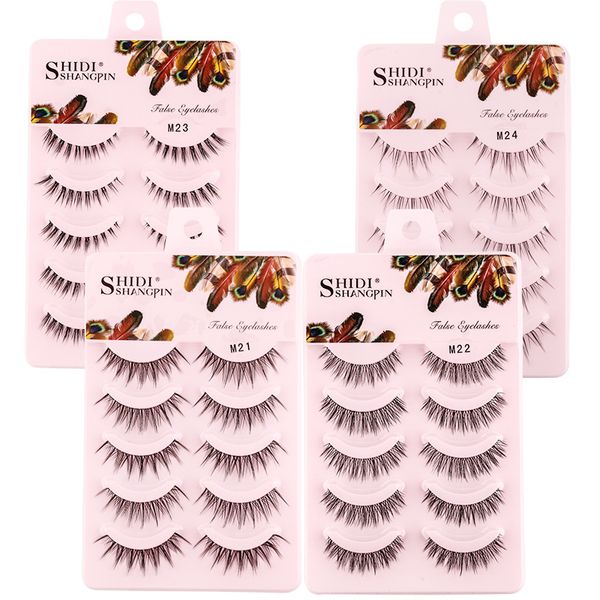 5 Paar falsche Wimpern Manga Lashes 3D Faux Mink Wispy Soft Natural Eyelash Daily Dating Makeup Korean Style