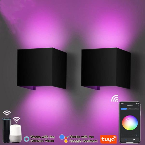 Lâmpadas de parede Luz externa 9W 12W para cima e para baixo 10 cm de cubo de alumínio LED de alumínio à prova d'água App Warl Warl Warl Sconce App Colorido Moderno Indoor Moderno