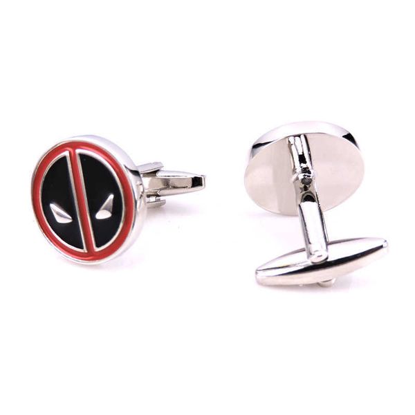 Манжеты Links C-Man Luxury Brand Superhero Dead Bool Steel Men's Wedding Party Pired Shirt Shirt Cufflinks G220525