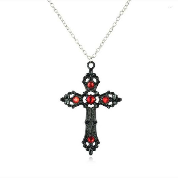 Anhänger Halsketten Große barocke christliche Kreuz Halskette Satanisches Kruzifix Witchy Charm Goth Punk Statement Schmuck Frauen Geschenk Trend