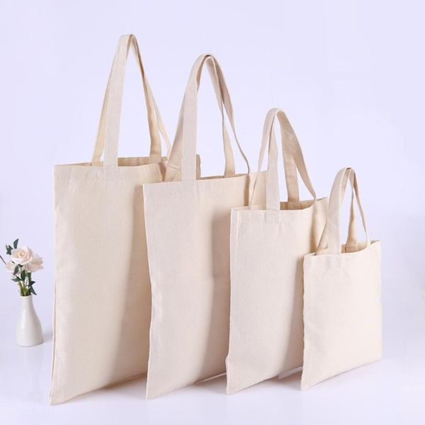 Depolama Çantaları PCS Siyah/Beyaz/Bej Yüksek kaliteli kadın erkekler çanta tuval tote yeniden kullanılabilir pamuklu bakkal alışveriş çantası eko katolableablege