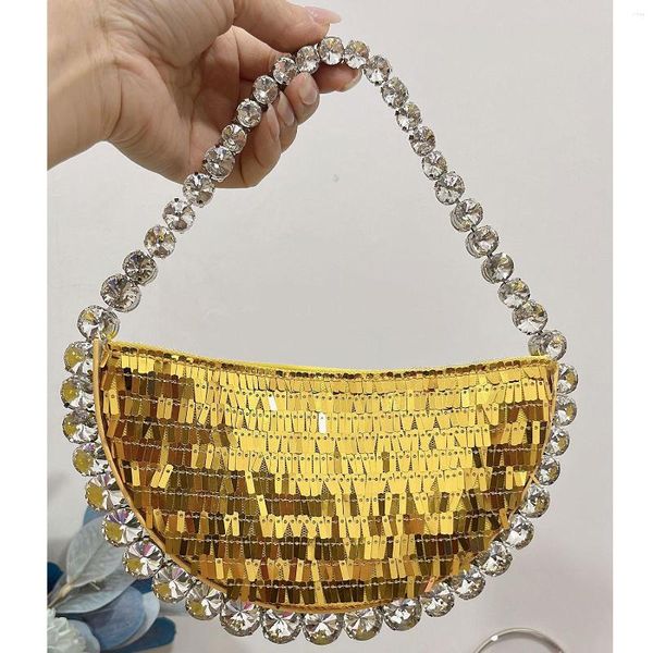 Duffel Bags Bolsa de lantejoulas de ouro com espumante INS Lady Luxury Purse Shinny Diamond Undermail Bag 2023 SS Silver Glitter Party Party