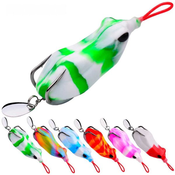 Esche Esche 1 pezzo di rana morbida 6,5 cm-14,5 g zuppa di pesce galleggiante esca rotatore follicolo in silicone Canna da pesca per nuoto in superficie P230525