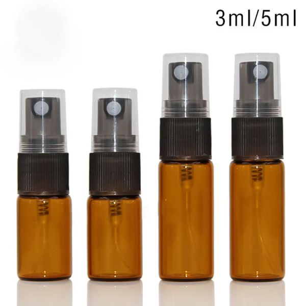 Moda Amber Cam Sprey Şişe Kozmetik Cilt Bakımı Ejuice Eliquid Sprey Doldurulabilir Şişe 3ml 5ml 10ml Mini Seyahat Boyut Konteyneri