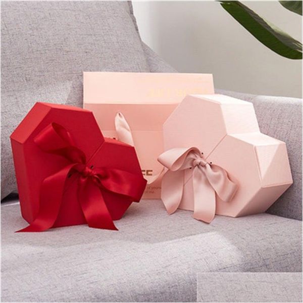 Confezione regalo Originalità a forma di cuore con regali a mano Der Box Rossetto per fiocco Set Confezione Custodia in carta portatile 101 E3 Drop Delivery Ho Dhqat