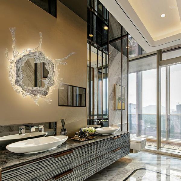 Duvar lambası LED Lüks Villa Oturma Odası Arka Plan Dekoratif Işık Reçine Art Dresser Aynası Banyo El Işık