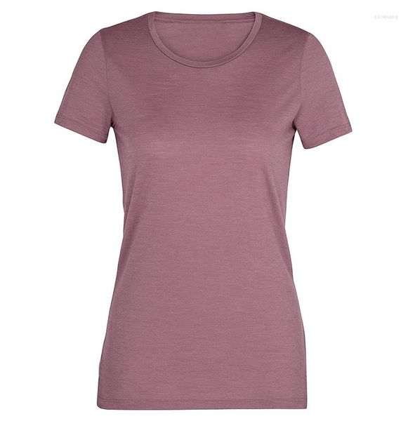 Camisetas femininas camisa de lã merino feminino camada de base 150g Camiseta leve e leve esportes de camiseta de manga curta seca rápida