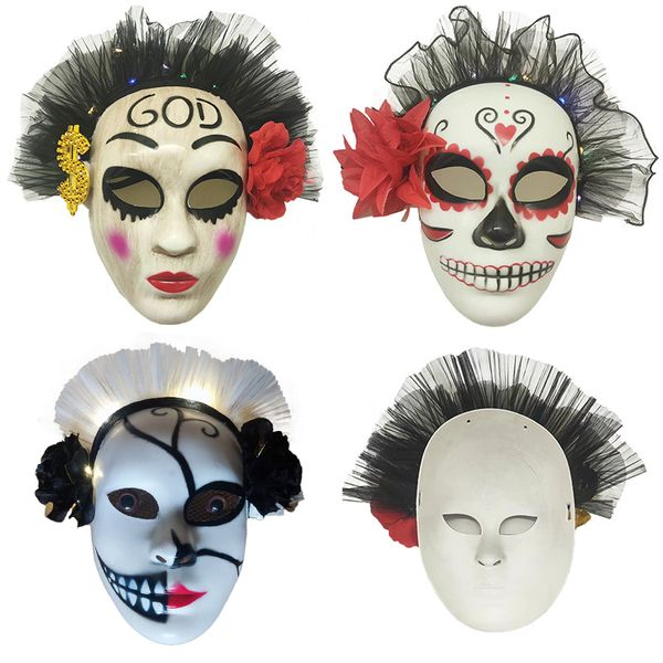 Neue Day of the Dead-Leuchtmaskenhersteller, direkter Außenhandel, Partybedarf, grenzüberschreitende Horror-Halloween-Masken