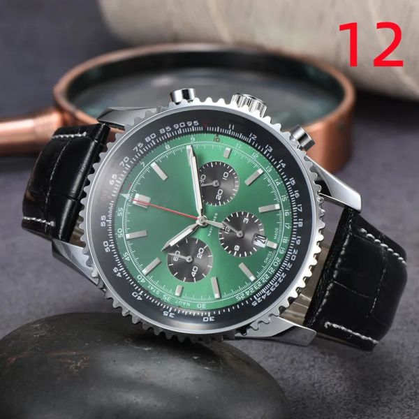 Нарученные часы для мужчин 2023 Новые мужские часы 48 мм диаметром все циферблат Quartz Watch Navitimer 1884 Top Luxury Brand Chronograph Cucts Leather Men Men Fashion Brei