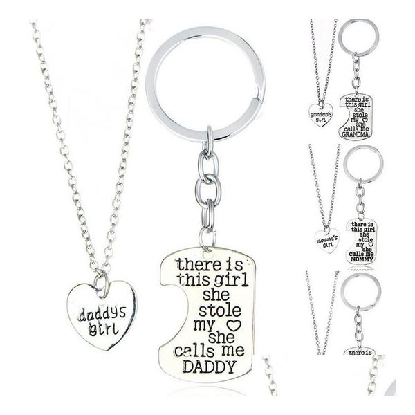 Anhänger Halsketten Geschenk Mädchen Stola Herz Mama Papa Serie Mutter S Tag Vater Halskette Schlüsselanhänger WFN017 mit Mischungsauftrag 1Setis2 Drop Dhoyu