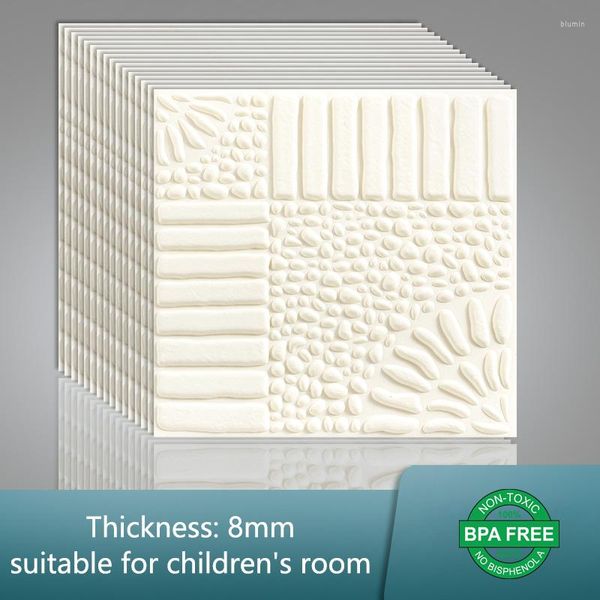 Adesivi murali 10pcs 3D Kid Room Stone Pannelli di carta autoadesiva Decorazioni per la camera da letto Carta da parati impermeabile Decorazione per la casa Bambino Bambino