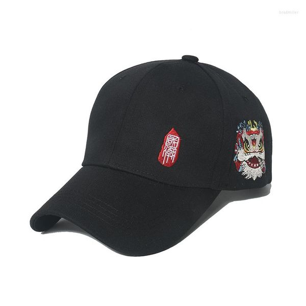 Ball Caps Мужская шляпа Черная бейсболка для женщин унисекс вышитый тотемный стиль китайский стиль Lion Personality Национальный дизайн одежды