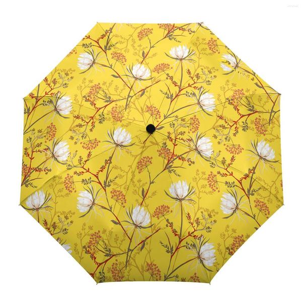 Guarda-chuvas neve lótus planta amarelo amplo grande guarda-chuva de parasol dobrável oito fios para adultos chuva