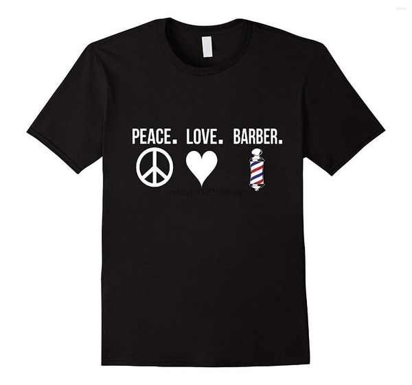 T-shirt da uomo 2023 T-shirt da uomo moda estiva T-shirt da barbiere Peace Love per negozio Parrucchiere Uomo casual