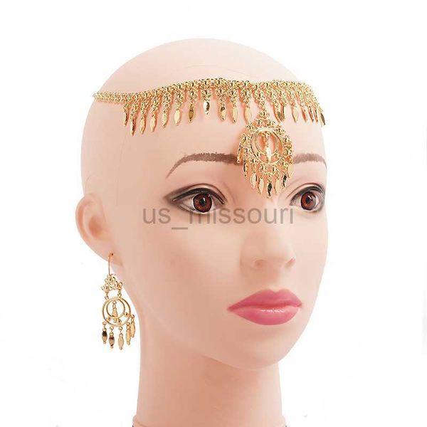 Outros acessórios de moda Acessórios para cabelos da moda francesa para meninas Tamels de ouro Tassels Hail Chain for Bridal Arabic Luxury Wedding Bride Hair Jewelry J230525