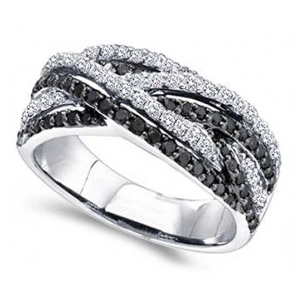Anelli a fascia Huitan Personalità Nero / Bianco Cubic Zirconia Anelli donna per matrimonio Design unico Cool Girls Finger-ring Party Jewelry Gift AA230524