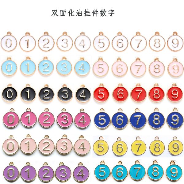 10 Teil/los Farben Runde 0 - 9 Anzahl Anhänger Doppel Seite Englisch Alphabet Hängen Charms Für Armband Halskette Schmuck Machen