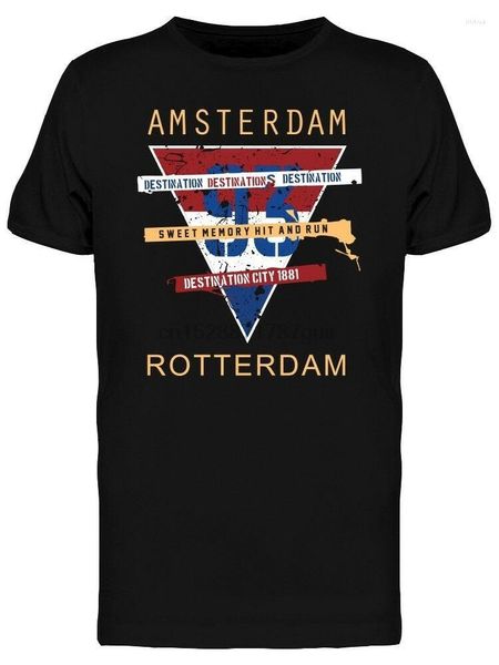 Erkek Tişörtleri Amsterdam Holland Tipografi Gömlek Pamuk Hediye Tee Erkekler İçin Hızlı