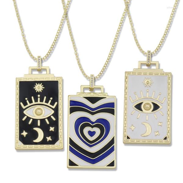 Colares pendentes Big Turkish Eye Cheker Clavicel Chains para Jóias Gold Gold Potedizel Sun Moon Star Coroa Collo do Coro