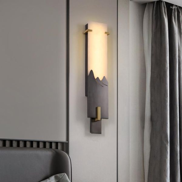 Lampada da parete in marmo soggiorno lampadina moderna camera da letto semplice e di lusso antico