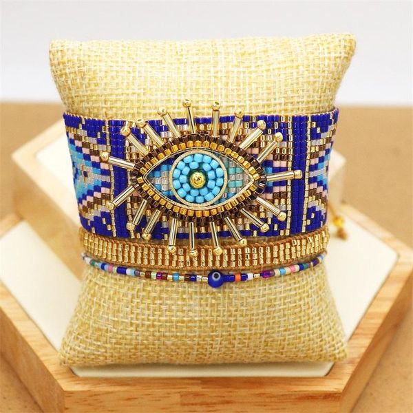 Bangle Zhongvi Turco Evil Eye Pulseira Miyuki Frisado Pulseiras Conjunto para Mulheres Moda Boho Eye Jóias Pulseras Casal Presente Atacado