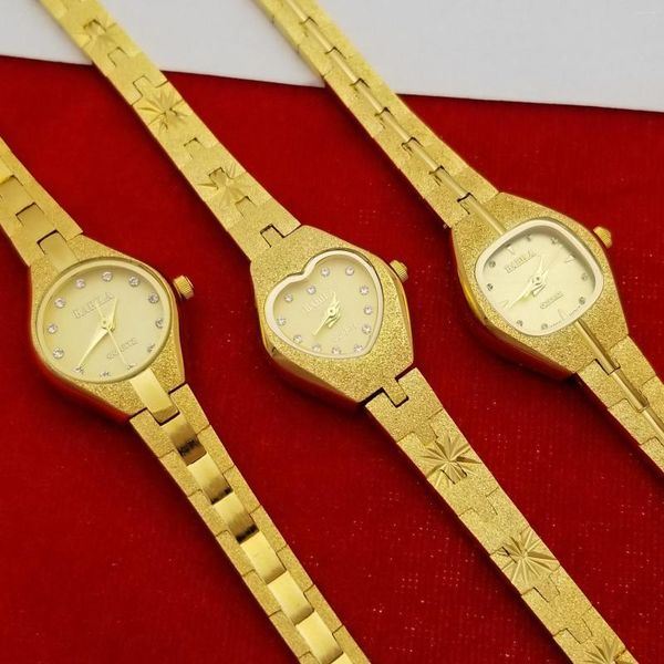 Armbanduhren 24 K dicke alluviale Vergoldung Dekorationen Uhren Die 2023 Retro-Kette Damenuhr Frauen Luxus-Schnalle