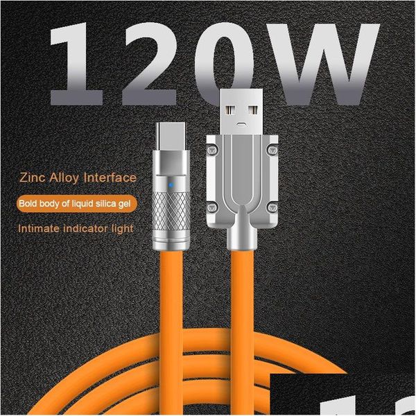 Cabos de telefone celular 120w USB tipo C para S22 Trafast Charging Wire Cailador USBC Cord Huawei P30 Pro Redmi One Plus Poco Drop Deliv Dhyz4
