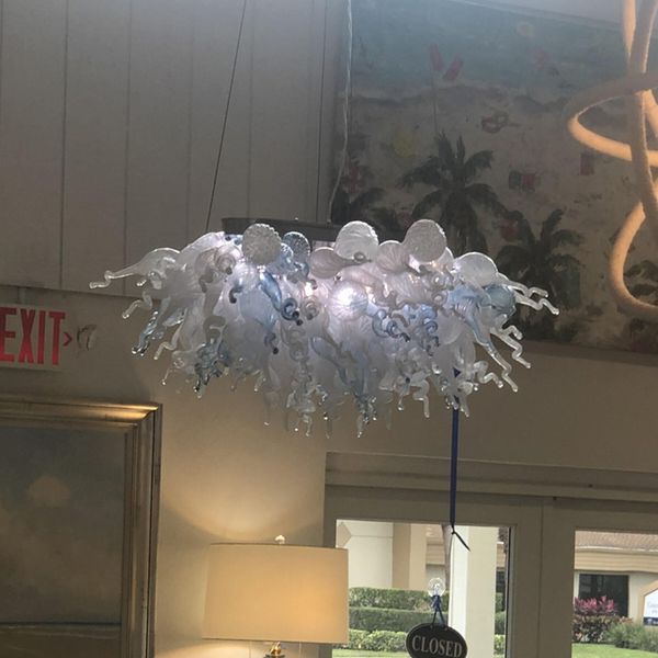 Bebek mavi beyaz lamba tonları kapalı üflemeli cam sanat aydınlatma armatürleri ev yemek için modern avize oturma odası dekorasyonu 32 x 20 inç