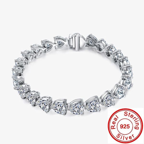 Herz 7MM Moissanit Diamant Armband 100% 925 Sterling Silber Party Hochzeit Armbänder Armreif für Frauen Braut Charm Jewerly