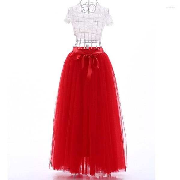 Gonne FOLOBE Stile vintage 7 strati Gonna lunga in tulle musulmana a vita alta da donna per adulti Faldas Jupe Saia