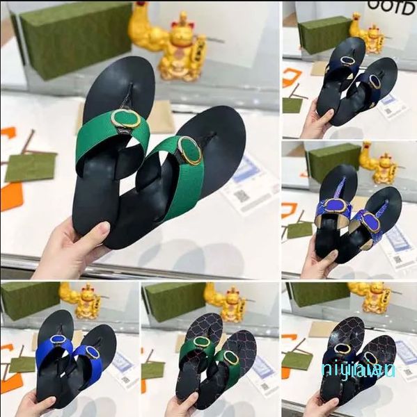 Luxus-Slide-Slipper für Damen und Herren, Leder-Zehensteg-Web-Sandale mit ineinandergreifender Sandale, flacher Damen-Slipper, Gummisohle, geprägte Flip-Flops außerhalb des Pools