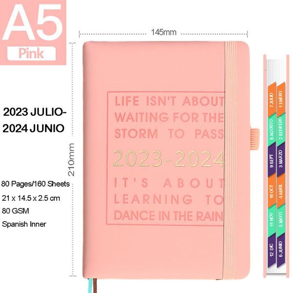 Note de notas -2024 Notebook A5 Agenda Espanhola Agenda Journal Notepads Diary Office Supplies Acessórios Taiforos 230525