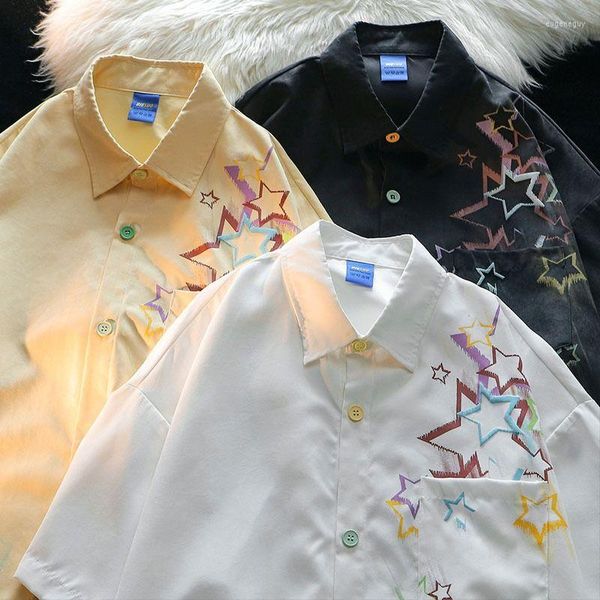 Женские блузки Harajuku Японские аниме звезды печатные рубашки хип -хоп твердые негабаритные мужские топы летние модные пары уличной одежды