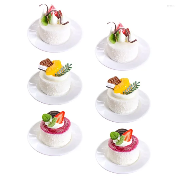 Flores decorativas 6 PCs Decoração de armário de cozinha Decoração de sobremesa falsa de papel copo de bolo de bolo Props Pu Food Artificial Ornament