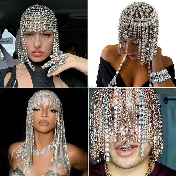 Altri accessori di moda Punk Hiphop Trendy Strass Nappa Hiar Gioielli Personalità delle donne Sparkling Unique Esagera Fasce per capelli Copricapo Headp J230525